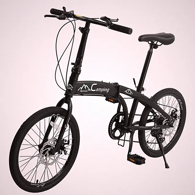 20'' Steel Frame Folding Bike 7 Speeds Bicycle Commuter Road Bike Disc Brake