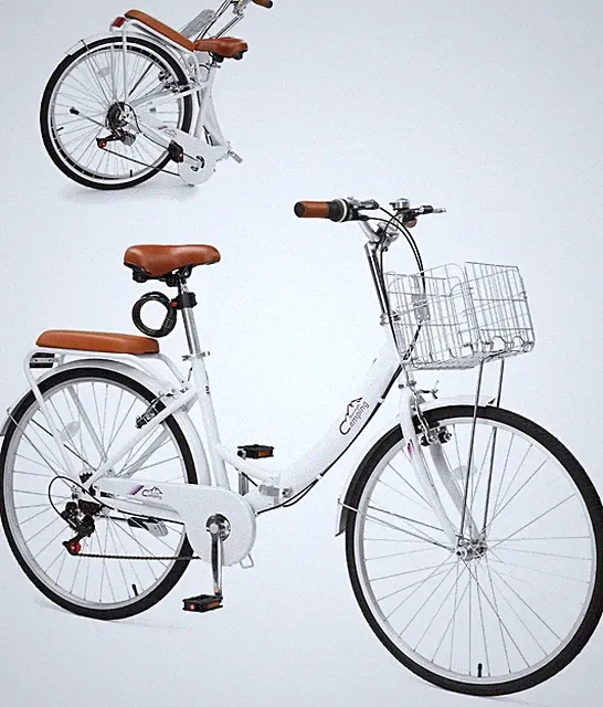 26 in 7 Speed Beach Cruiser Bike with Lock, Comfort Back Seat, Foldable Basket