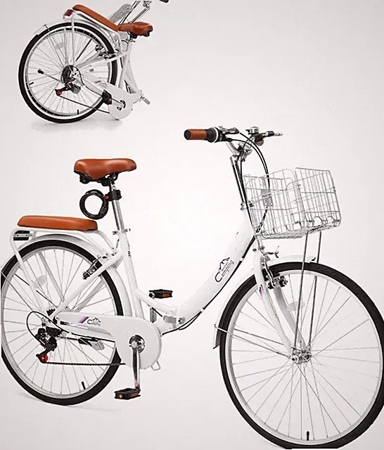 26 in 7 Speed Beach Cruiser Bike with Lock Comfort Back Seat with Lock for Adult