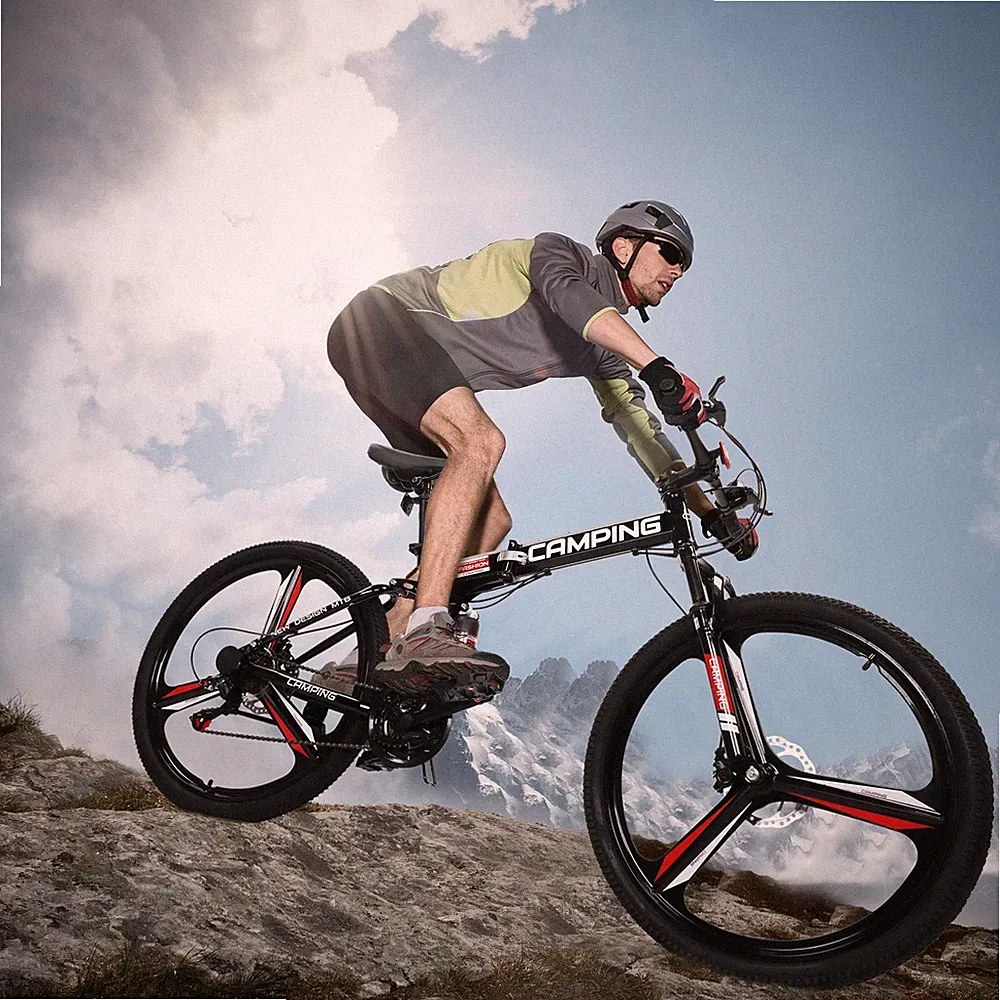 26 in Folding Mountain Bike 21 Speed Bicycle Women Men Full Suspension MTB Bike