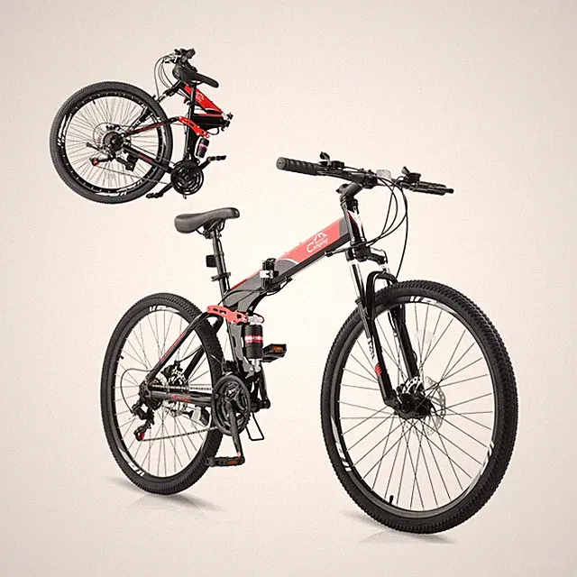 CamPingSurvivals 24/26/27.5 Inch Foldable Bikes for Adults 21 Speed Mountain...