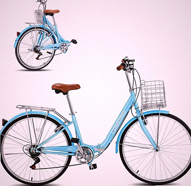 Foldable Beach Cruiser Bike, 26" Folding Adult Women's Bike 7 Speed for Men