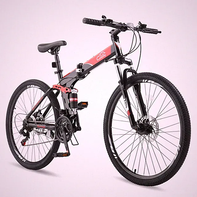 Foldable MTB 26" 21 Speed Mountain Bike Full Suspension Bicycle Disc Brake Black